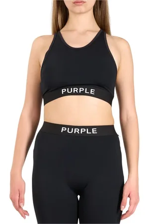 Purple Brand Sport, Dame, Sort, L, Nylon, Nylon Strik Bralette Crop Top