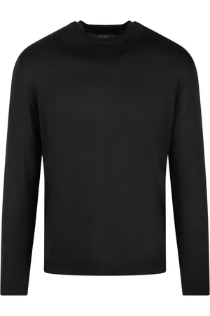 LOW BRAND Strik, Herre, Sort, M, Uld, Merino Uld Crew Neck Sweater