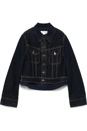Victoria Beckham Jakke, Dame, Blå, 2XS, Denim, Blå Denim Kort Jakke Kontrastsyning