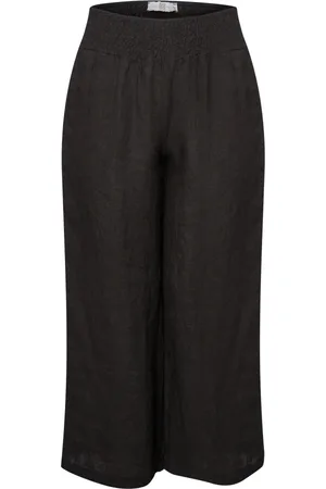 Pont Neuf Bukser, Dame, Sort, 2XL, Linned, Sort Linned Afslappede Bukser