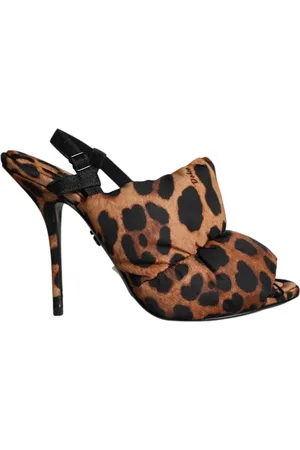 Dolce & Gabbana Sko, Dame, Brun, 38 EU, Læder, Leopard Print Slingback Sandaler
