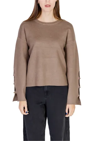 VILA Strik, Dame, Brun, S, Uld, Brun Strik Rund Hals Sweater