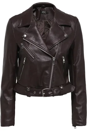 ONLY Jakke, Dame, Brun, L, Bomuld, Brun Zip-Front Langærmet Blazer