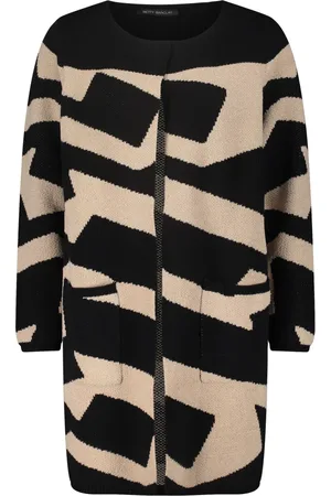 Betty Barclay Strik, Dame, Sort, S, Uld, Grafisk Jacquard Strikfrakke