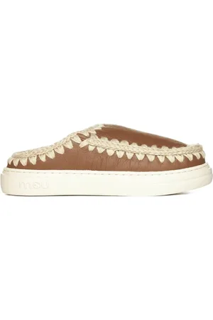 Mou Sko, Dame, Brun, 37 EU, Læder, Shearling Læder Tøfler med Chunky Sål