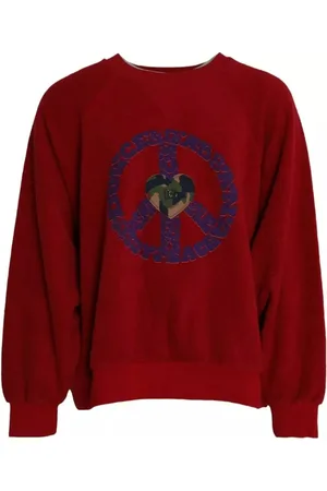 Dolce & Gabbana Sweathshirts & Hoodies, Herre, Rød, 2XL, Bomuld, Logo Bomuld Rund Hals Sweater