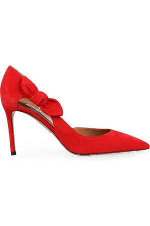 Aquazzura Sko, Dame, Rød, 38 EU, Sløjfe Ruskindspumps med Udsnit Detalje