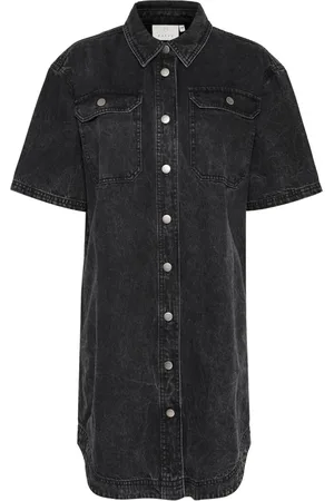 Kaffe Kjole, Dame, Blå, 3XL, Denim, Denim Skjortekjole med Lommer