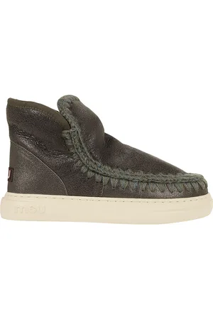 Mou Sko, Dame, Grøn, 37 EU, Uld, Fed Metallic Sort Oliven Sneaker