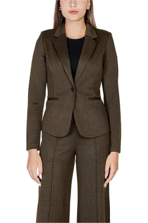 Ichi Jakke, Dame, Grøn, L, Polyester, Grøn Knappet Blazer Reverskrave