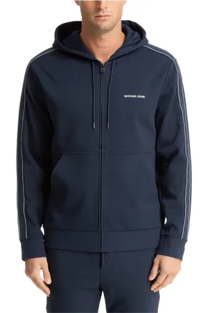 Michael Kors Sweathshirts & Hoodies, Herre, Blå, M, Bomuld, Enkel hættetrøje med snøre og lynlås
