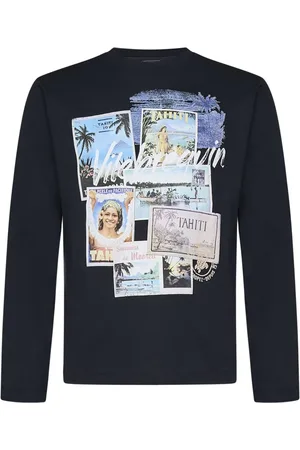 Vilebrequin Top, Herre, Blå, 2XL, Bomuld, Vintage Print Blå T-shirt og Polo