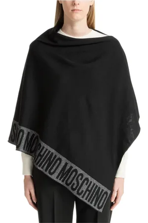 Moschino Jakke, Dame, Sort, ONE SIZE, Uld, Ensfarvet Logo Poncho