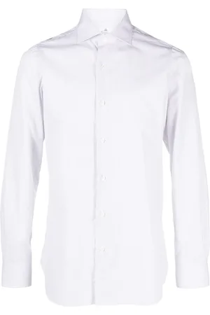 Finamore Skjorte, Herre, Brun, 3XL, Bomuld, Stribet bomuldsskjorte lavet i Italien