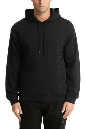 Moschino Sweathshirts & Hoodies, Herre, Sort, L, Bomuld, Snørelukning Ensfarvet Logo Hættetrøje