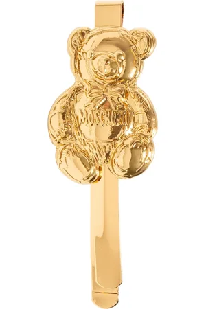 Moschino Tilbehør, Dame, Gul, ONE SIZE, Sød Teddybjørn Broche med Logo