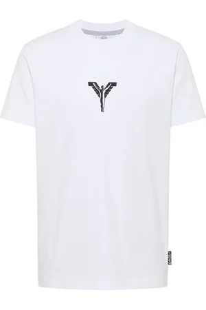 Carlo Colucci Top, Herre, Hvid, M, Uld, Stregkode Print Statement T-Shirt