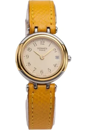 Hermès Pre-owned, Dame, Gul, ONE SIZE, Uld, Pre-owned Rustfrit stal watches