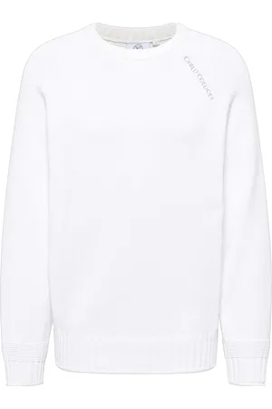 Carlo Colucci Strik, Herre, Hvid, S, Uld, Urban Chic Striktrøje