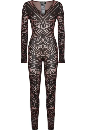Wolford Jumpsuits & Playsuits, Dame, Brun, M, Uld, Brun Paisley V-Neck Kjole