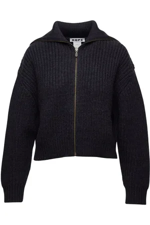 Hope Strik, Dame, Sort, XL, Uld, Hyggelig Strik Cardigan Sweater