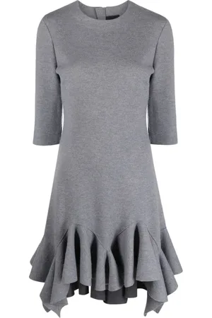 Givenchy Kjole, Dame, Grå, S, Ruffled Hem Midi Kjole
