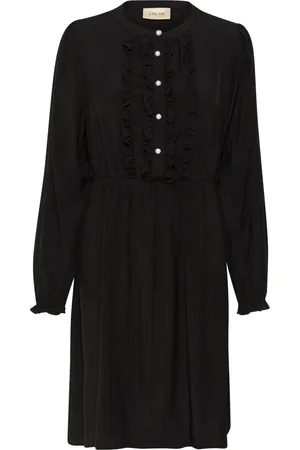Cream Kjole, Dame, Sort, L, Polyester, Pitch Kjole med Ruffles