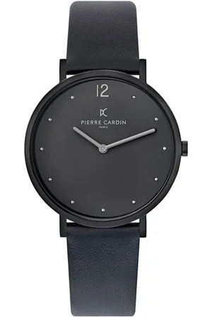 Pierre Cardin Tilbehør, Dame, Sort, ONE SIZE, Læder, Sort Dameur Klassisk Elegant