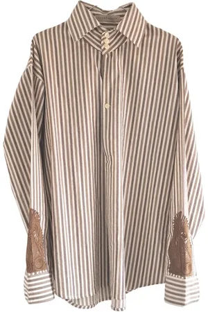 Claramonte Bluser & Skjorter, Dame, Brun, S, Stribet Oversized Boyfriend Skjorte