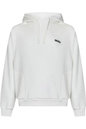 Ermenegildo Zegna Sweathshirts & Hoodies, Herre, Hvid, S, Bomuld, Hvid Sweater med Hætte og Lommer