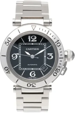 Cartier Pre-owned, Herre, Sort, ONE SIZE, Tyl, Pre-owned Rustfrit stal watches