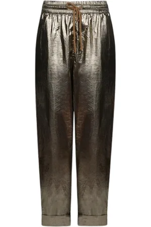 Mes Demoiselles Bukser, Dame, Brun, 2XS, Bomuld, Gyldne coated joggingbukser