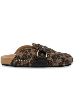 CLARIS VIROT Sko, Dame, Flerfarvet, 37 EU, Vintage Leopard Mules med Scarab Emblem