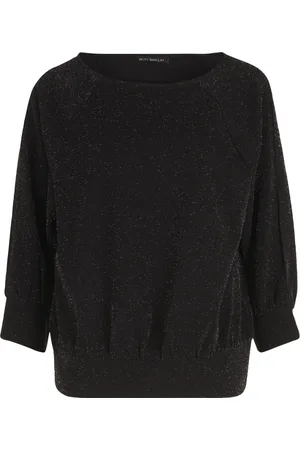 Betty Barclay Bluser & Skjorter, Dame, Sort, M, Uld, Glitter Oversize Skjorte med Cut-Outs