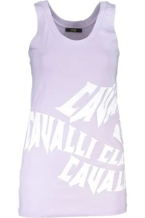 Roberto Cavalli Top, Dame, Lilla, S, Bomuld, Elegant Lilla Tank Top