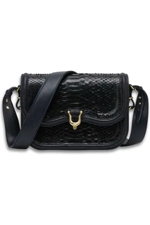CLARIS VIROT Taske, Dame, Sort, ONE SIZE, Uld, Python Skuldertaske med Guld Hardware