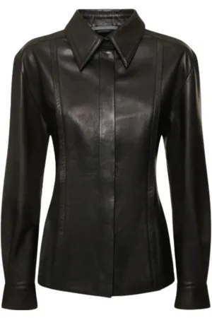 Alberta Ferretti Bluser & Skjorter, Dame, Sort, M, Sort Blank Nappa Skjorte Lange Ærmer