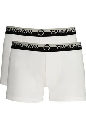 Trussardi Undertøj, Herre, Hvid, M, Bomuld, Bomuld Boxershorts, Elastisk Talje, Logo Print