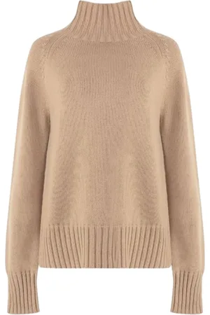 Max Mara Strik, Dame, Brun, S, Uld, Kamel Turtleneck Uld Cashmere Sweater