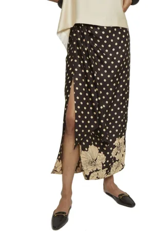LAURENCE BRAS Nederdel, Dame, Flerfarvet, S, Blomstret lang nederdel med draperet side