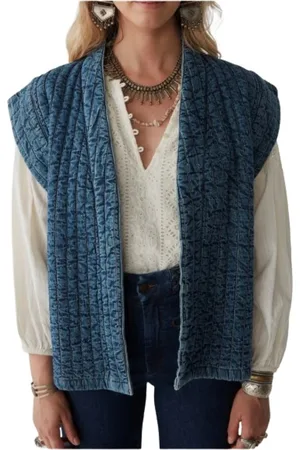 MAISON HOTEL Jakke, Dame, Blå, S, Denim, Quiltet Denim Ærmeløs Vest