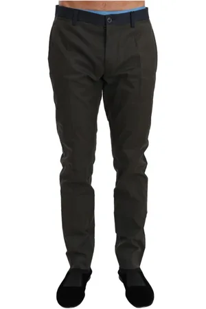 Dolce & Gabbana Bukser, Herre, Grå, M, Bomuld, Slim Fit Stribet Casual Bukser