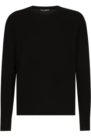 Dolce & Gabbana Strik, Herre, Sort, XL, Sort sweater med rund hals