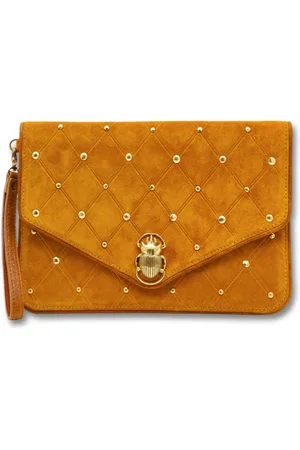 CLARIS VIROT Taske, Dame, Brun, ONE SIZE, Uld, Ambra Ruskind Clutch med Juvelspænde