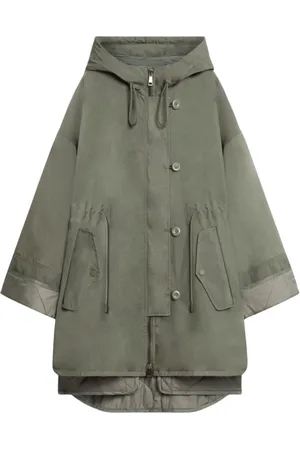 Max Mara Frakke, Dame, Grøn, 3XS, Uld, Vendbar regnfrakke med hætte
