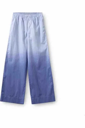 H2OFagerholt Bukser, Dame, Blå, 2XS, Bomuld, Blå Stribet Tie Dye Lounge Bukser