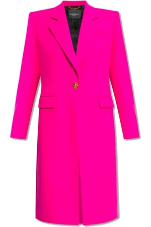 VERSACE Frakke, Dame, Lyserød, XS, Uld, Fuchsia Uld Lang Frakke To-Lomme Design