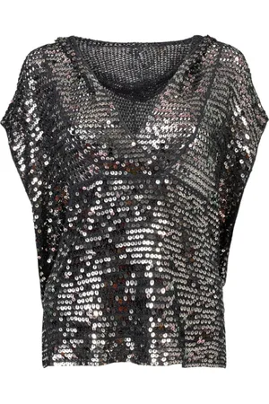 Mes Demoiselles Top, Dame, Sort, XS, Uld, Antracit Paillet Hættetrøje Strik