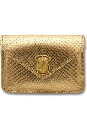 CLARIS VIROT Taske, Dame, Gul, ONE SIZE, Uld, Python Envelope Kortholder med Scarabælås