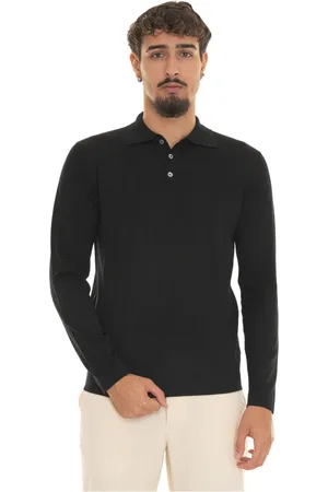 hindustrie Top, Herre, Sort, L, Uld, Merino uld langærmet poloshirt